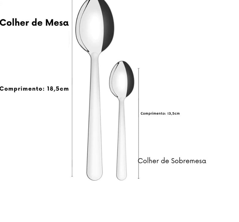 Jogo Talher Kit 48 Unidades Inox - Stalux  (12 Colher 12 Garfo 12 Faca 12 Sobremesa)